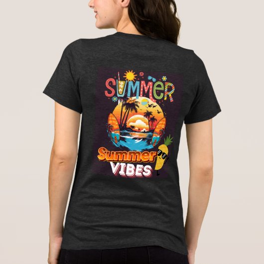 Summer Beach Vibes T-Shirt – Retro Tropical Vibe  (Achterkant)