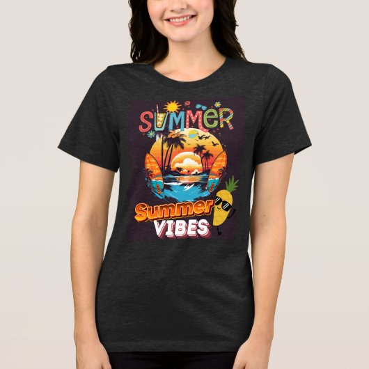 Summer Beach Vibes T-Shirt – Retro Tropical Vibe (Voorkant)