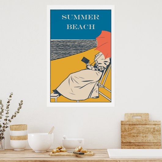 Summer Beach Vintage Poster (Keuken)