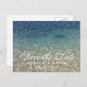 Summer Beach Wedding Blue Ocean Save the Date Aankondigingskaart (Voorkant / Achterkant)