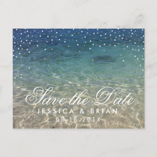 Summer Beach Wedding Blue Ocean Save the Date Aankondigingskaart (Voorkant)