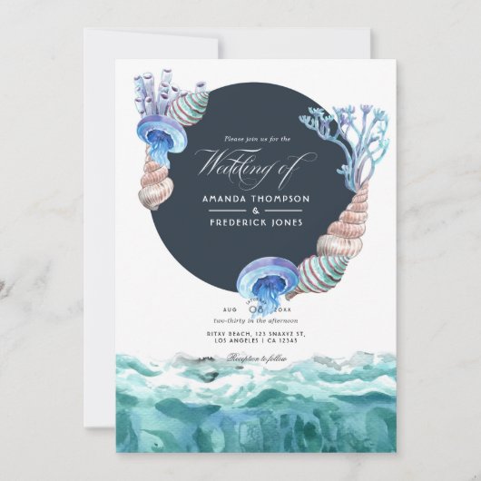Summer Beach Wedding Invitation Kaart (Voorkant)