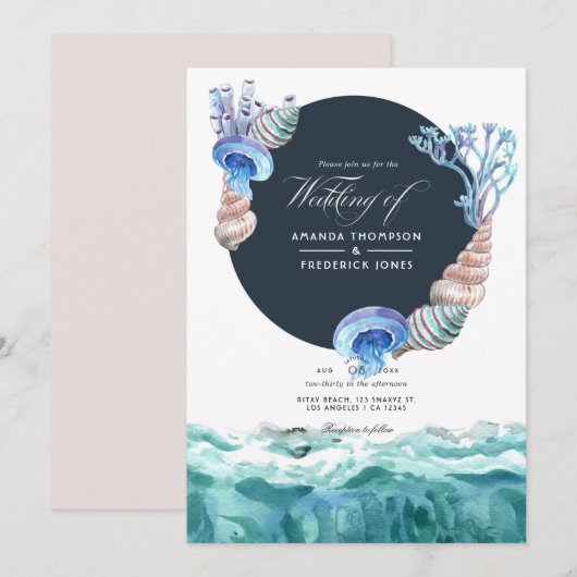 Summer Beach Wedding Invitation Kaart (Voorkant / Achterkant)