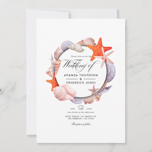 Summer Beach Wedding Invitation Kaart (Voorkant)