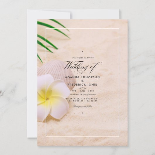 Summer Beach Wedding Invitation Kaart (Voorkant)