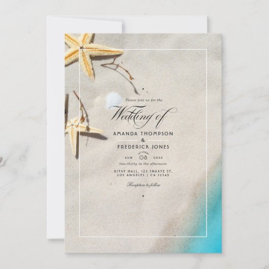 Summer Beach Wedding Invitation Kaart (Voorkant)