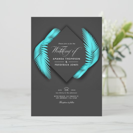 Summer Beach Wedding Invitation Kaart (Staand voorkant)