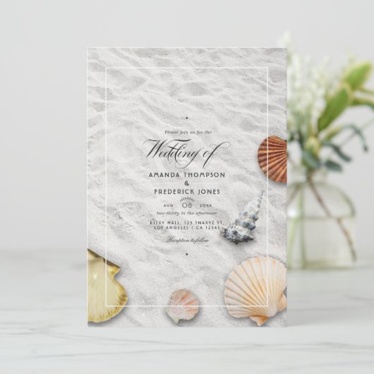 Summer Beach Wedding Invitation Kaart (Staand voorkant)