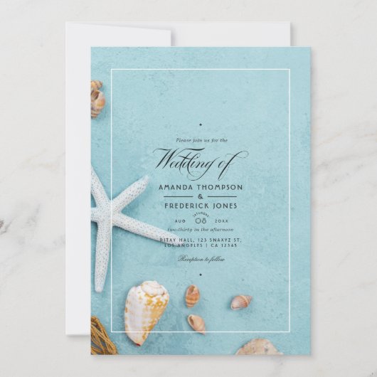 Summer Beach Wedding Invitation Kaart (Voorkant)
