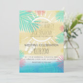 Summer Beach Wedding Invitations Kaart (Staand voorkant)