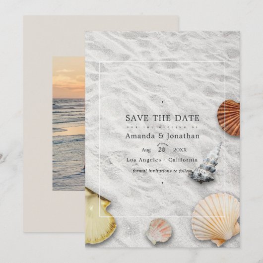 Summer Beach Wedding Save the Date (Voorkant / Achterkant)