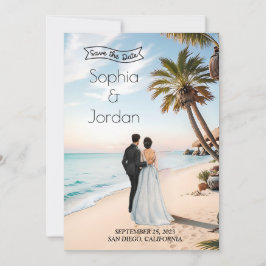 Summer Beach Wedding Save the Date Kaart