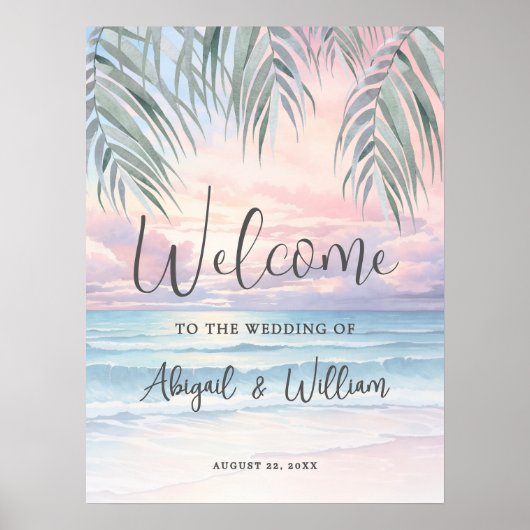 Summer Beach Wedding Welcome Sign Poster (Voorkant)