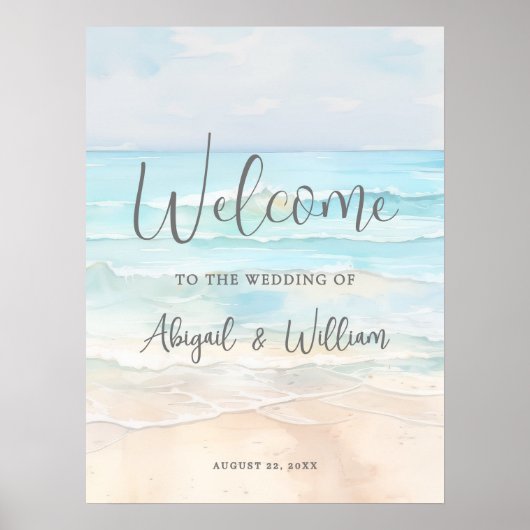 Summer Beach Wedding Welcome Sign Poster (Voorkant)