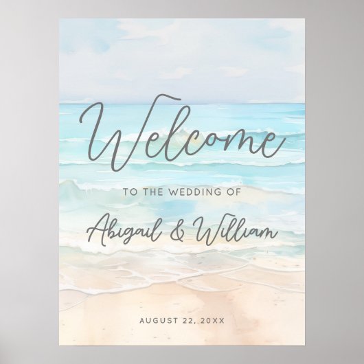 Summer Beach Wedding Welcome Sign Poster (Voorkant)