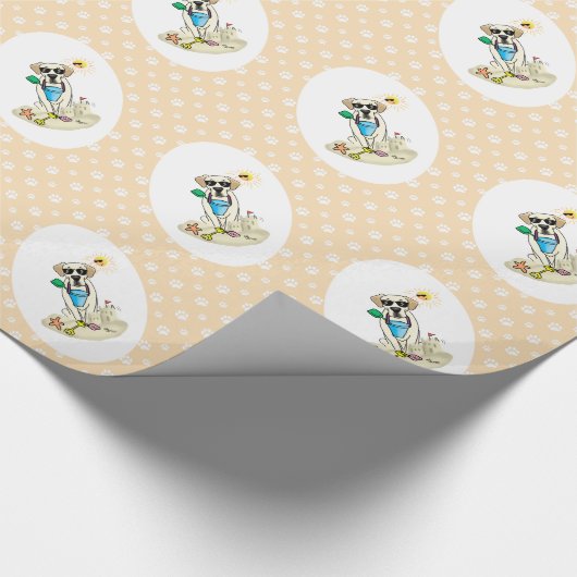Summer Beach Yellow Lab Labrador Retriever Dog Cadeaupapier (Hoek)