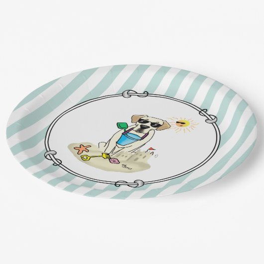 Summer Beach Yellow Lab Labrador Retriever Dog Papieren Bordje (Gekanteld)