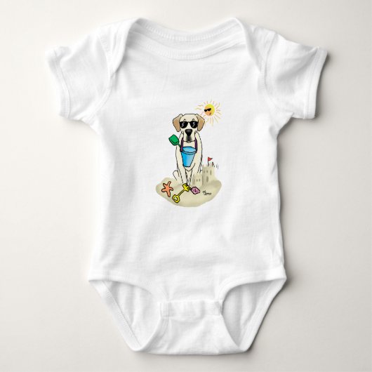 Summer Beach Yellow Labour Retriever Romper (Voorkant)