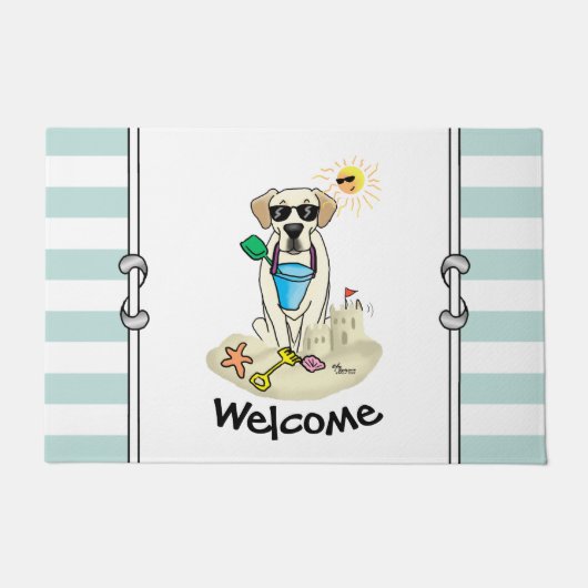 Summer Beach Yellow Labrador Retriever - Cute dog Deurmat (Voorkant)