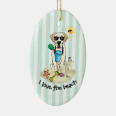 Summer Beach Yellow Labrador Retriever - Cute dog Keramisch Ornament (Rechts)