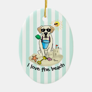 Summer Beach Yellow Labrador Retriever - Cute dog Keramisch Ornament