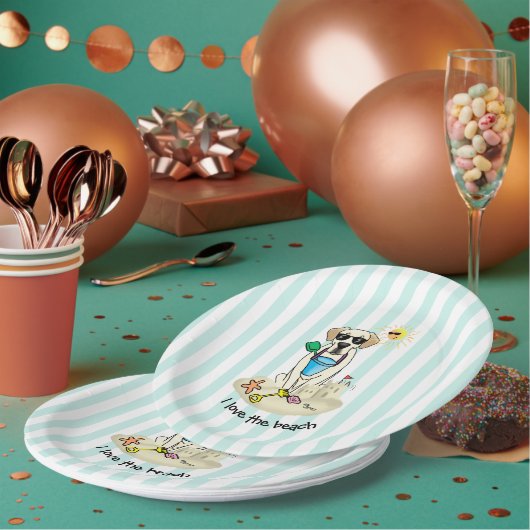 Summer Beach Yellow Labrador Retriever - Cute dog Papieren Bordje (Multi)