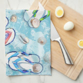 Summer Beachcomber Seashells Theedoek (Quarter Fold)