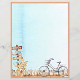 Summer Beachside Bicycle Letter Unlining Paper