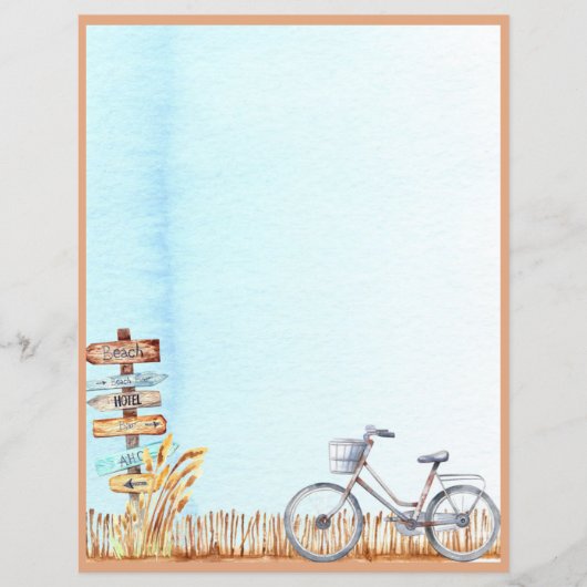 Summer Beachside Bicycle Letter Unlining Paper (Voorkant)