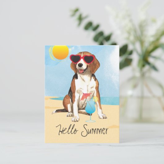Summer Beagle Briefkaart (Staand voorkant)