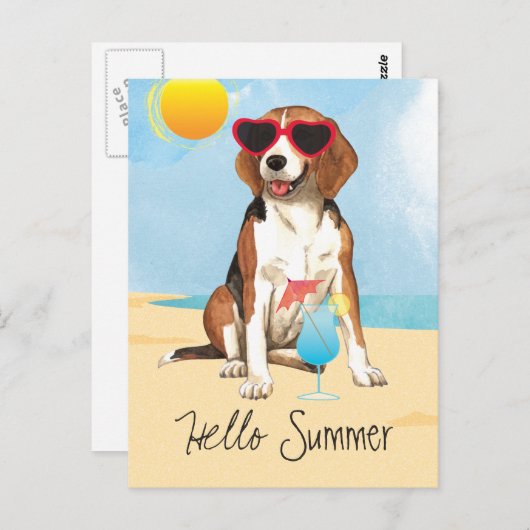 Summer Beagle Briefkaart (Voorkant / Achterkant)