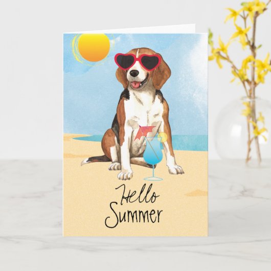 Summer Beagle Kaart (Gele Bloem)