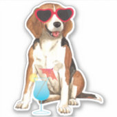 Summer Beagle Vinyl Sticker (Voorkant)