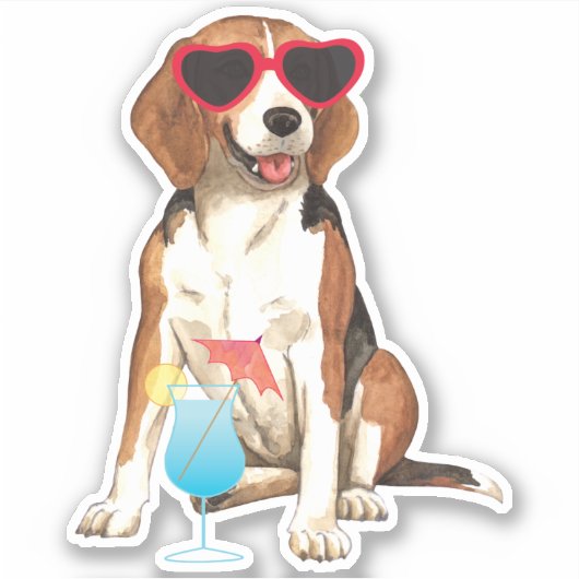 Summer Beagle Vinyl Sticker (Voorkant)