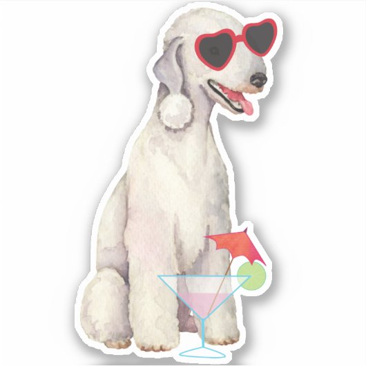 Summer Bedlington Terrier Vinyl Sticker (Voorkant)