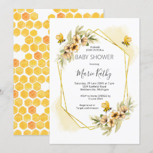 Summer Bee Baby shower Invitation Kaart