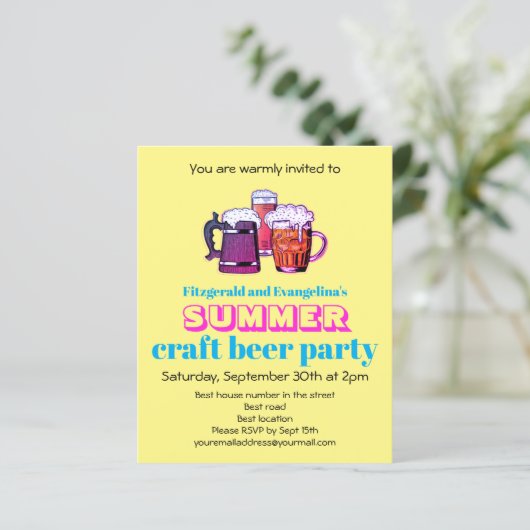 Summer Beer Party nodiging (Staand voorkant)