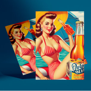 Summer Beer Pin-up Briefkaart