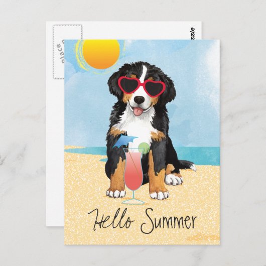 Summer Bernese Mountain Dog Briefkaart (Voorkant / Achterkant)