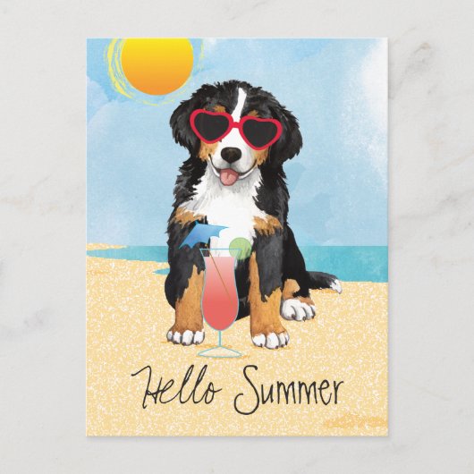 Summer Bernese Mountain Dog Briefkaart (Voorkant)