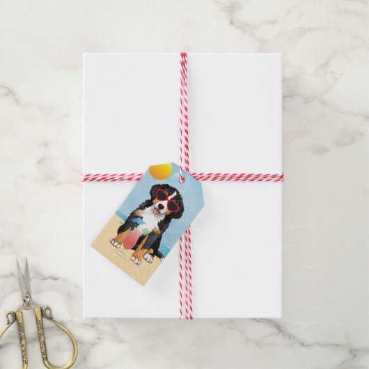 Summer Bernese Mountain Dog Cadeaulabel (Met Touw)