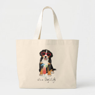 Summer Bernese Mountain Dog Grote Tote Bag