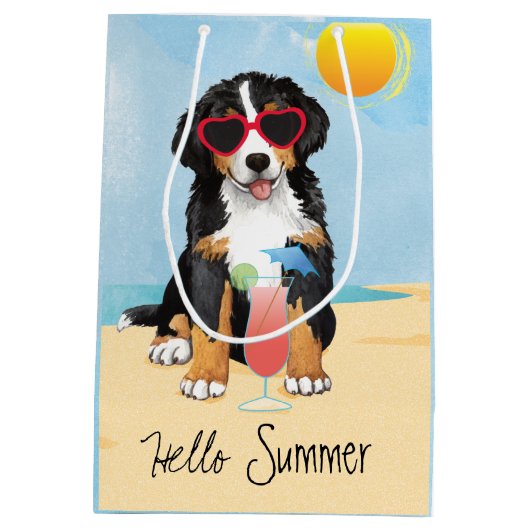 Summer Bernese Mountain Dog Medium Cadeauzakje (Achterkant)