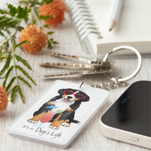 Summer Bernese Mountain Dog Sleutelhanger (Voorkant Rechts)