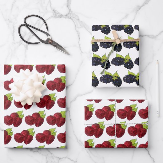 Summer Berries Brafrabes Blackberry Berry Fruit Inpakpapier Vel (Voorkant)