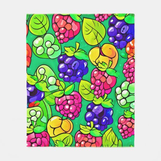 Summer Berry Delight Fleece Deken (Voorkant)
