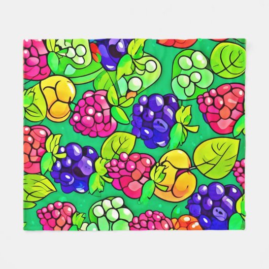 Summer Berry Delight Fleece Deken (Voorkant (Horizontaal))