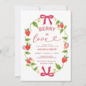 Summer Berry In Love Red Bow Bridal Shower Kaart (Voorkant)