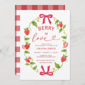 Summer Berry In Love Red Bow Bridal Shower Kaart (Voorkant / Achterkant)