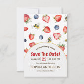 Summer Berry Sweet Baby shower Waterverf Save The Date (Voorkant)